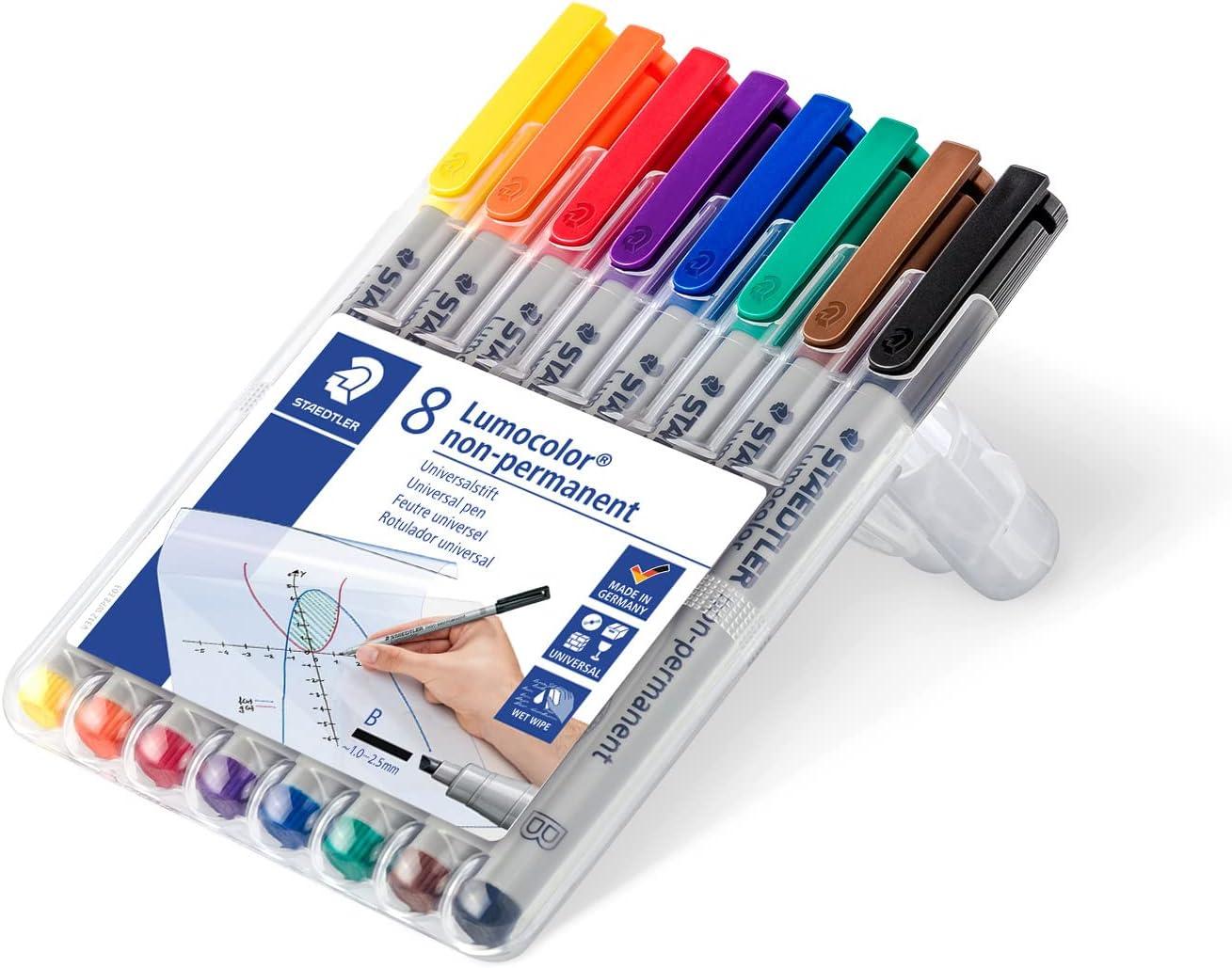 STAEDTLER Lumograph Non-Permanent Wet Erase Marker Pen, Fine Tip, Low ...