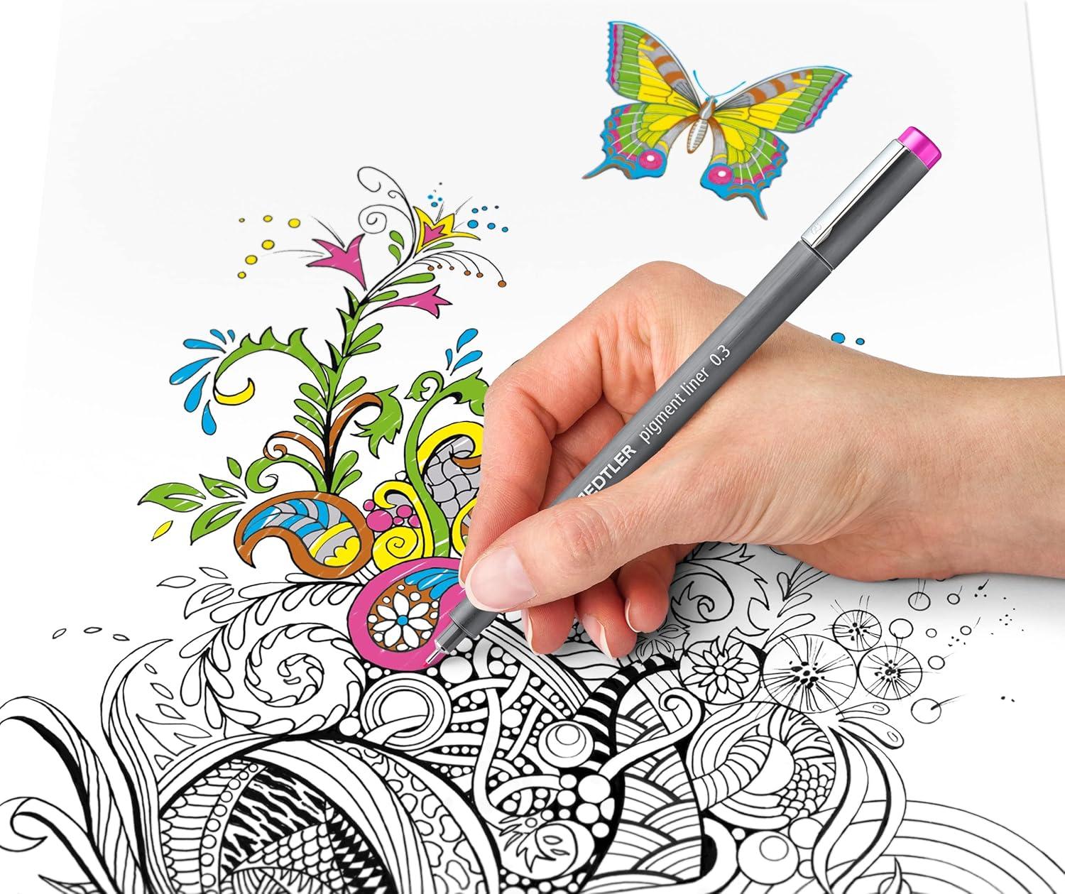 imageSTAEDTLER Pigment Liner Fineliner Pen For Drawing Drafting Journaling Set of 6 Assorted Colors 30805S2SB6multicoloured