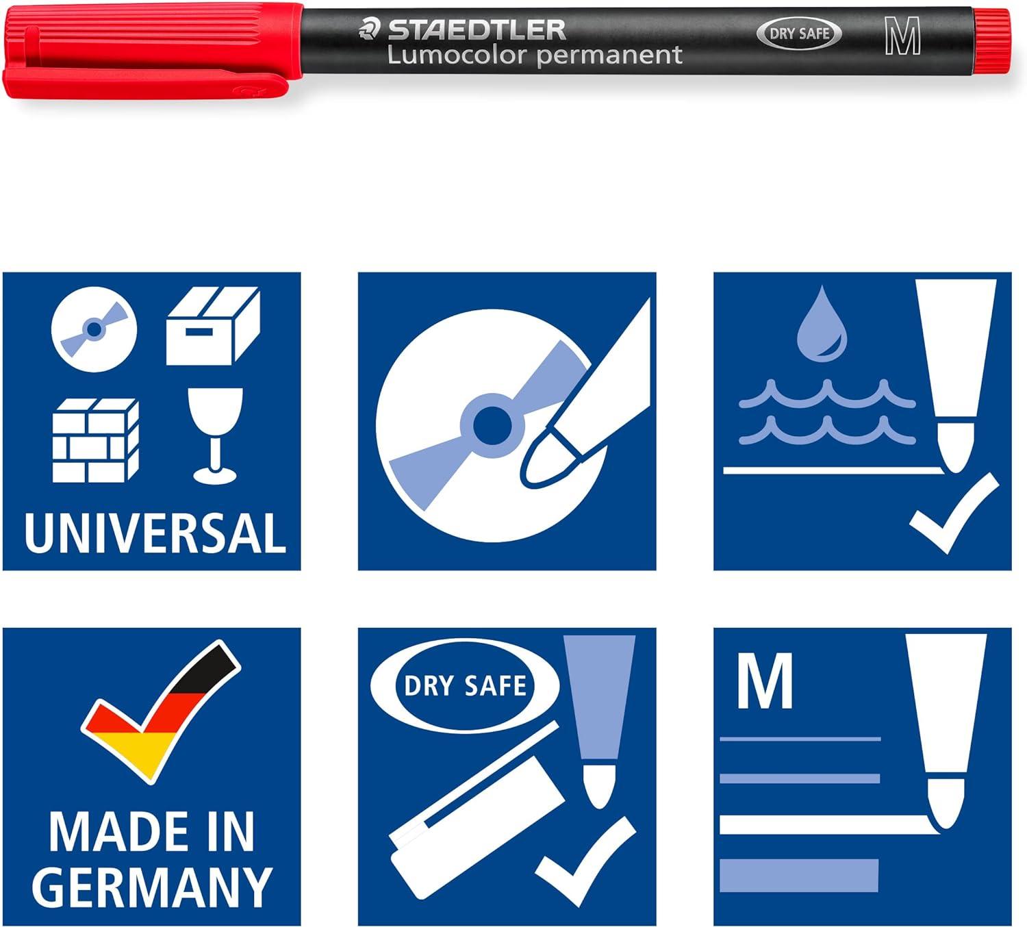 imageStaedtler 318WP4 Lumocolor Permanent Universal Pens Fine Point 06mm Assorted 4 per SetAssorted Colours