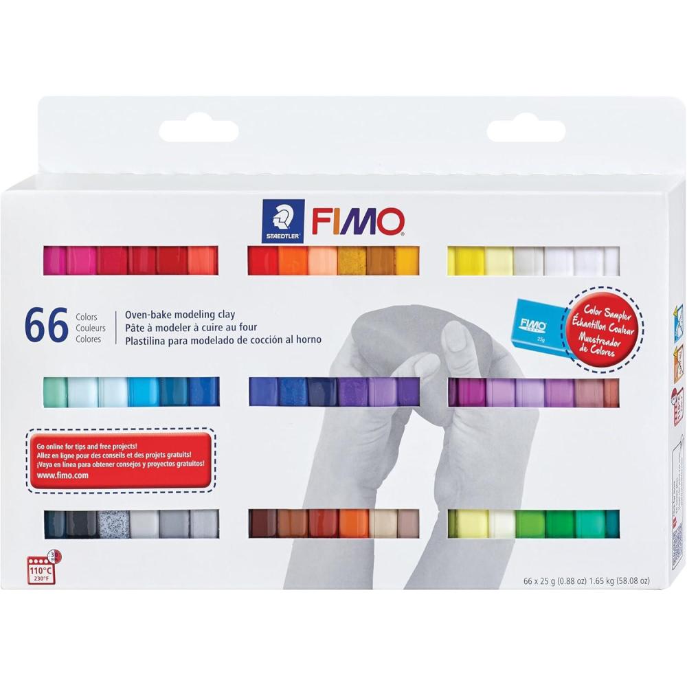 imageStaedtler FIMO Soft Polymer Clay  Oven Bake Clay for Jewelry Sculpting Crafting 66 Pieces Assorted Colors 8023 C66166 Pieces
