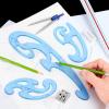 imageSTAEDTLER Mars Professional French Curve Design Ruler Set for Pattern Making 3 Essential A B C Shapes Blue Transparent Plastic with Inking Edge
