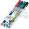 imageStaedtler Lumograph NonPermanent Wet Erase Marker Pens Medium Tip Refillable Colored Markers 4 Pack 315 WP4red