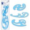 imageSTAEDTLER Mars Professional French Curve Design Ruler Set for Pattern Making 3 Essential A B C Shapes Blue Transparent Plastic with Inking Edge
