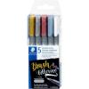 imageSTAEDTLER Metallic Brush Pens 5 Colors 16 mm Brush Tip Writes on Light and Dark Paper