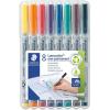 imageStaedtler Lumograph NonPermanent Wet Erase Marker Pens Medium Tip Refillable Colored Markers 4 Pack 315 WP4standart