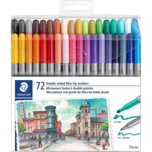 imageSTAEDTLER 3200 TB72 Design Journey DoubleEnded FibreTip Pens with Two Nibs  Narrow and Wide Pack of 7272 Count Pack of 1