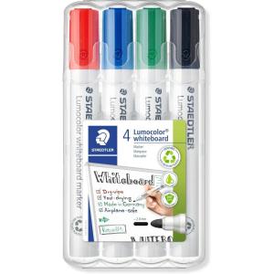 imageSTAEDTLER Lumocolor Whiteboard Marker Wide Bullet Tip Box of 4 Assorted Colors Red Blue Green Black 351 WP4