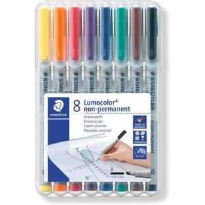 imageSTAEDTLER Lumograph NonPermanent Wet Erase Marker Pen Fine Tip Low Odor Colored Markers Blue 3113Assorted Colours
