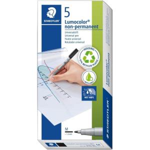 imageSTAEDTLER Lumograph NonPermanent Wet Erase Marker Pen Fine Tip Low Odor Colored Markers Blue 3113black