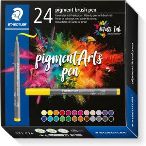 imageSTAEDTLER Pigment Arts Brush Pen  Assorted Basic Colours Pack of 24 371 C24Basic