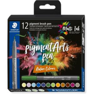 imageSTAEDTLER Pigment Arts Brush Pen Nature Colours Pack of 12 Pens 371 C123Grey