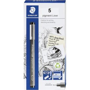 imageSTAEDTLER Pigment Liner Fineliner Pen for Drawing Drafting Journaling 12mm Black Box of 5 Pens 308 129M05mm