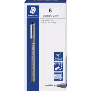 imageSTAEDTLER Pigment Liner Fineliner Pen for Drawing Drafting Journaling 12mm Black Box of 5 Pens 308 129M10mm