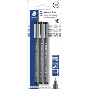 imageSTAEDTLER Pigment Liner Fineliner Pen for Drawing Drafting Journaling 12mm Black Box of 5 Pens 308 129M3 Pack  Extra FMed