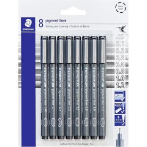 imageSTAEDTLER Pigment Liner Fineliner Pen for Drawing Drafting Journaling 12mm Black Box of 5 Pens 308 129M8 Pack  Assorted