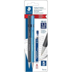 imageSTAEDTLER Triplus Micro Mechanical Pencils 13mm 2 Lead with Twist Eraser Ergonomic Triangular Grip Includes 6 Refills BreakResistant Lead 2Pack