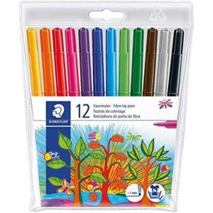 imageSTAEDTLER Washable Felt Tip Markers for Kids Ideal for Coloring ampamp Drawing 12 Pack 325 WP12