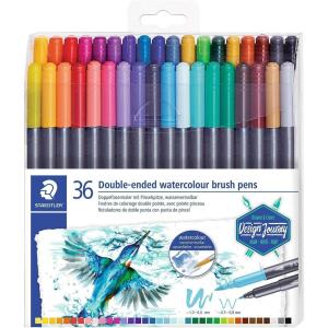 imageSTAEDTLER double ended watercolor brush markers marsgraphic duo for illustrations detail work manga and expressive lettering 36 colors 3000TB36LU