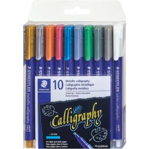 imageSTAEDTLER metallic calligraphy markers 10 metallic colours for light and dark paper 8325 TB10
