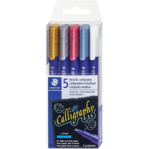 imageSTAEDTLER metallic calligraphy markers 5 metallic colours for light and dark paper 8325 TB5
