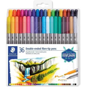 imageStaedtler Double Ended Markers Assorted Bullet Tips Assorted Colors 36Pack