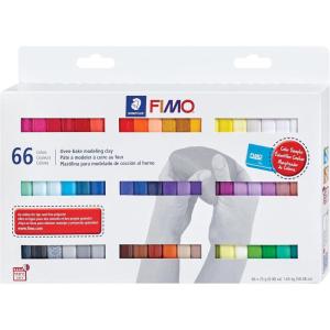 imageStaedtler FIMO Soft Polymer Clay  Oven Bake Clay for Jewelry Sculpting Crafting 66 Pieces Assorted Colors 8023 C66166 Pieces