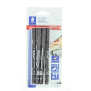 imageStaedtler Lumocolor Permanent Pen 3189 Fine 06mm Line  Black Pack of 4