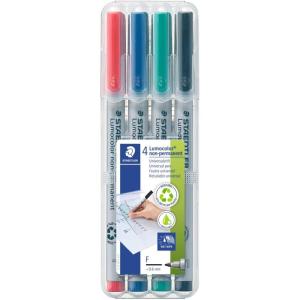 imageStaedtler Lumograph NonPermanent Wet Erase Marker Pens Medium Tip Refillable Colored Markers 4 Pack 315 WP4Assorted