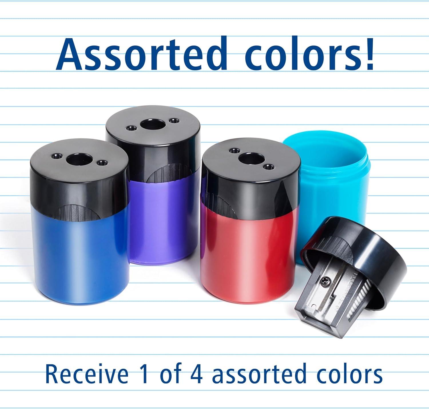 imageSTAEDTLER Pencil Sharpener 1 Pack with Screw Lid and Tub  No Spill Compact Design for Standard and Colored Pencils Metal Blade Assorted Colors