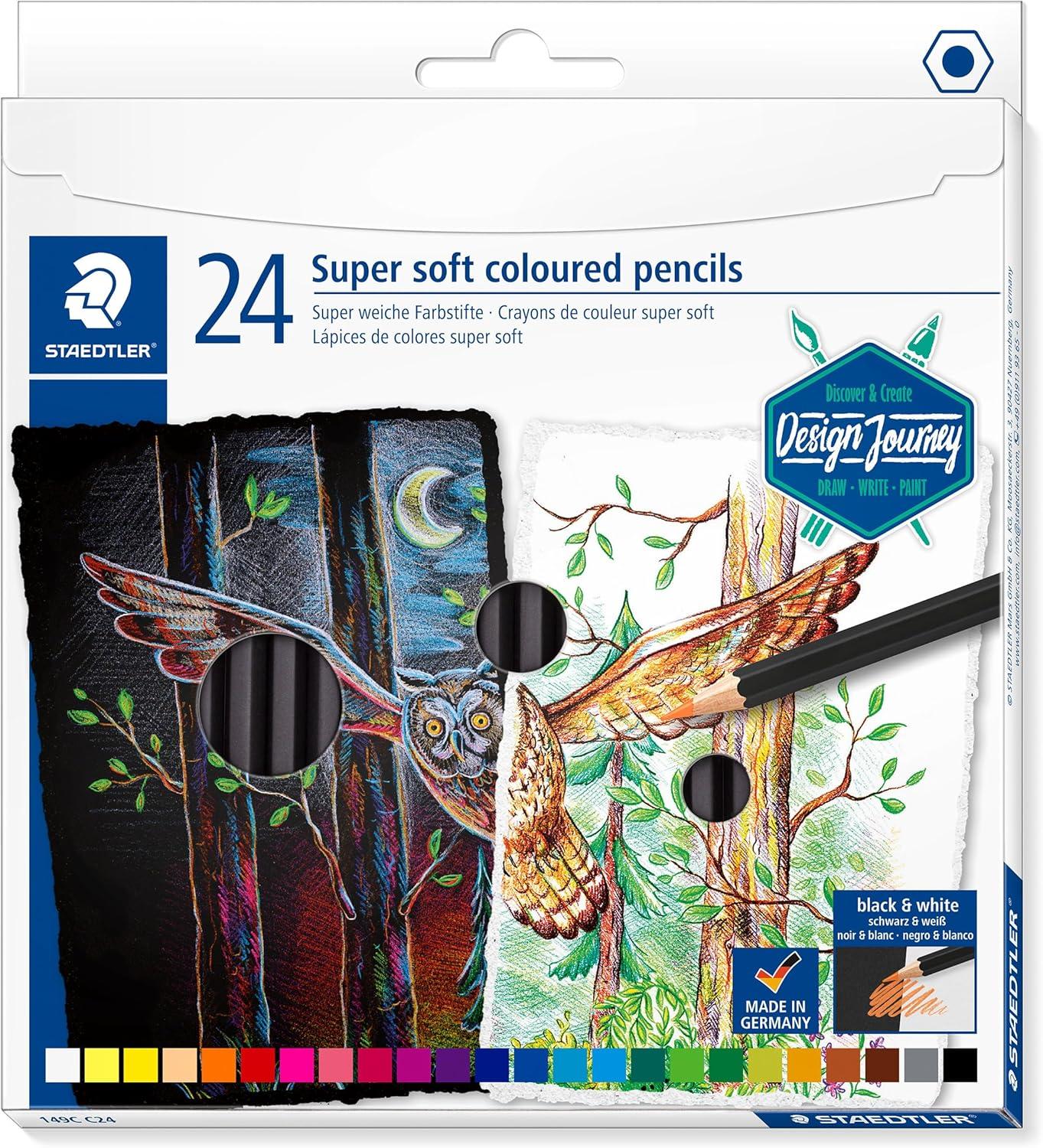 imageSTAEDTLER Super Soft coloring pencils rich pigments perfect for light and dark paper Assorted Color Pencils Box of 24 149C C14multicoloured