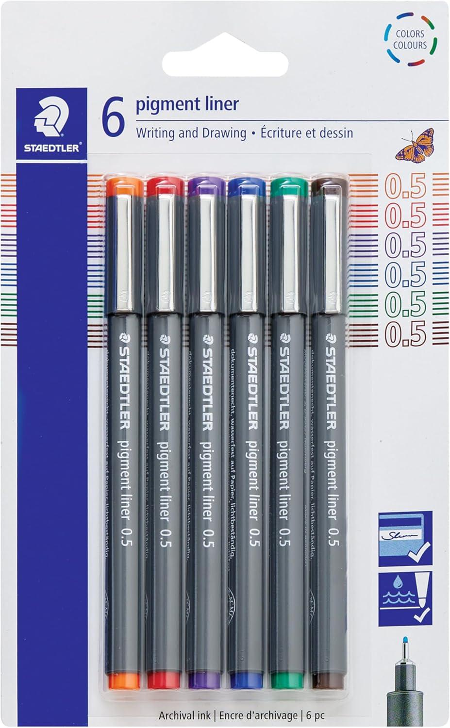 imageStaedtler 30805SB6A6ST Pigment Liners 6PkgAssorted Colors Multicolor