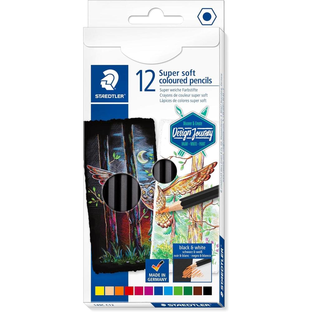 imageSTAEDTLER Super Soft coloring pencils rich pigments perfect for light and dark paper Assorted Color Pencils Box of 24 149C C14multicoloured