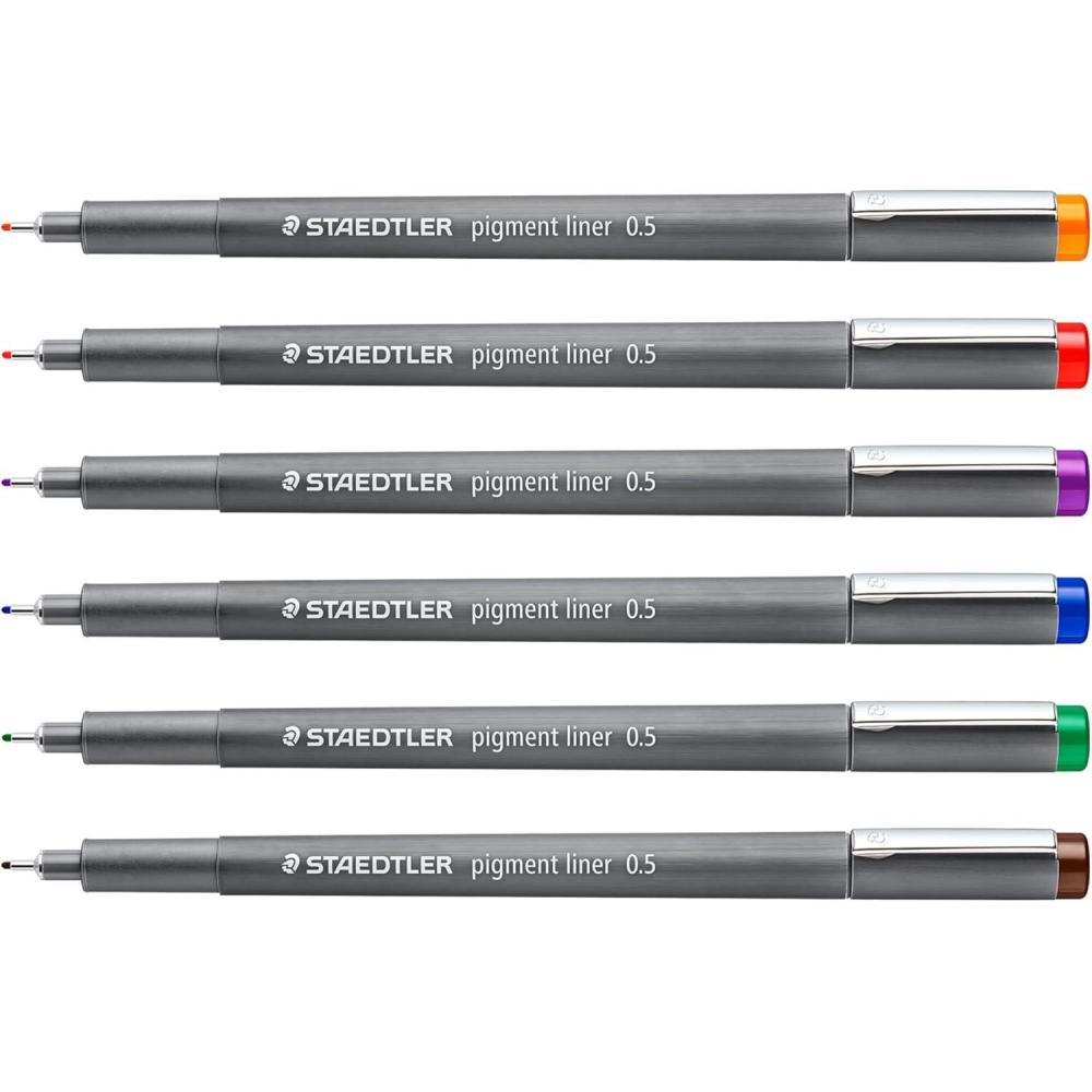 imageStaedtler 30805SB6A6ST Pigment Liners 6PkgAssorted Colors Multicolor