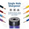 imageSTAEDTLER Pencil Sharpener 1 Pack with Screw Lid and Tub  No Spill Compact Design for Standard and Colored Pencils Metal Blade Assorted Colors