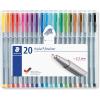 imageStaedtler Triplus Fineliner Porous Point Pen Stick ExtraFine 03 Mm Assorted Ink Colors Silver Barrel 10pack20 Count Pack of 1