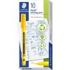 imageSTAEDTLER Noris writing pen  Pale Green box of 10 finelinersBRIGHT YELLOW