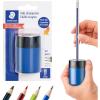 imageSTAEDTLER Pencil Sharpener 1 Pack with Screw Lid and Tub  No Spill Compact Design for Standard and Colored Pencils Metal Blade Assorted Colors
