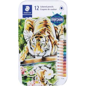 imageSTAEDTLER Colored Pencils Triangular Barrel 24 Pack Assorted Metal Tin 1278 M241 Count Pack of 12