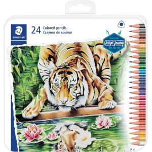 imageSTAEDTLER Colored Pencils Triangular Barrel 24 Pack Assorted Metal Tin 1278 M241 Count Pack of 24