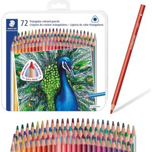 imageSTAEDTLER Colored Pencils Triangular Barrel 24 Pack Assorted Metal Tin 1278 M2472 Count Pack of 1