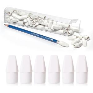 imageSTAEDTLER Eraser Caps  50 Pack White Pencil Erasers PVCFree Rubber Caps Clean ampamp Precise Erasing Universal Fit Erasers for Wood Pencils