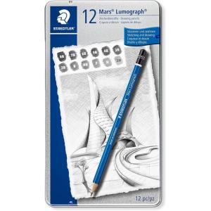 imageSTAEDTLER Lumograph Graphite Drawing ampamp Sketching Pencils Soft Set of 12 Degrees 100G12SSoft