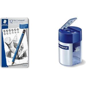 imageSTAEDTLER Lumograph Graphite Drawing and Sketching Pencils 100G6 Set of 6 Degrees in an Attractive Storage Tin 100G6Pencil  Pencil Sharpener