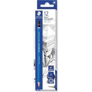 imageSTAEDTLER Mars Lumograph B Graphite Art Drawing Pencil Very Hard BreakResistant Bonded Lead 12 Pack 100BGrey