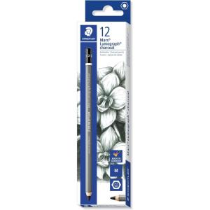 imageSTAEDTLER Mars Lumograph Charcoal Pencils For Drawing PreSharpened Box of 12 Medium Lead 100CMBlack