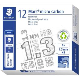 imageSTAEDTLER Mars Micro Carbon Mechanical Pencil Refills Tube of 6 13mm Pack of 12 Tubes HB Thick Graphite Leads 250 13HB