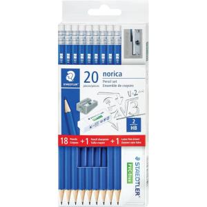 imageSTAEDTLER Norica Pencil Set 18 Presharpened 2 HB Pencils with 1 Eraser ampamp 1 Sharpener BreakResistant Lead