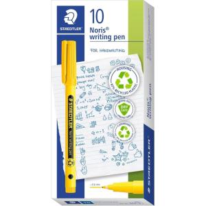 imageSTAEDTLER Noris writing pen  Pale Green box of 10 finelinersBRIGHT YELLOW
