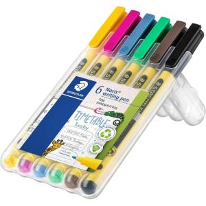 imageSTAEDTLER Noris writing pen box of 6 fineliners in assorted colorsAssorted