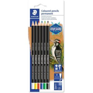 imageSTAEDTLER Permanent Colored Pencils PreSharpened Perfect for Light and Dark Paper Set of 6 10820BK6C Multicoloured 10820BK6CSTMixed